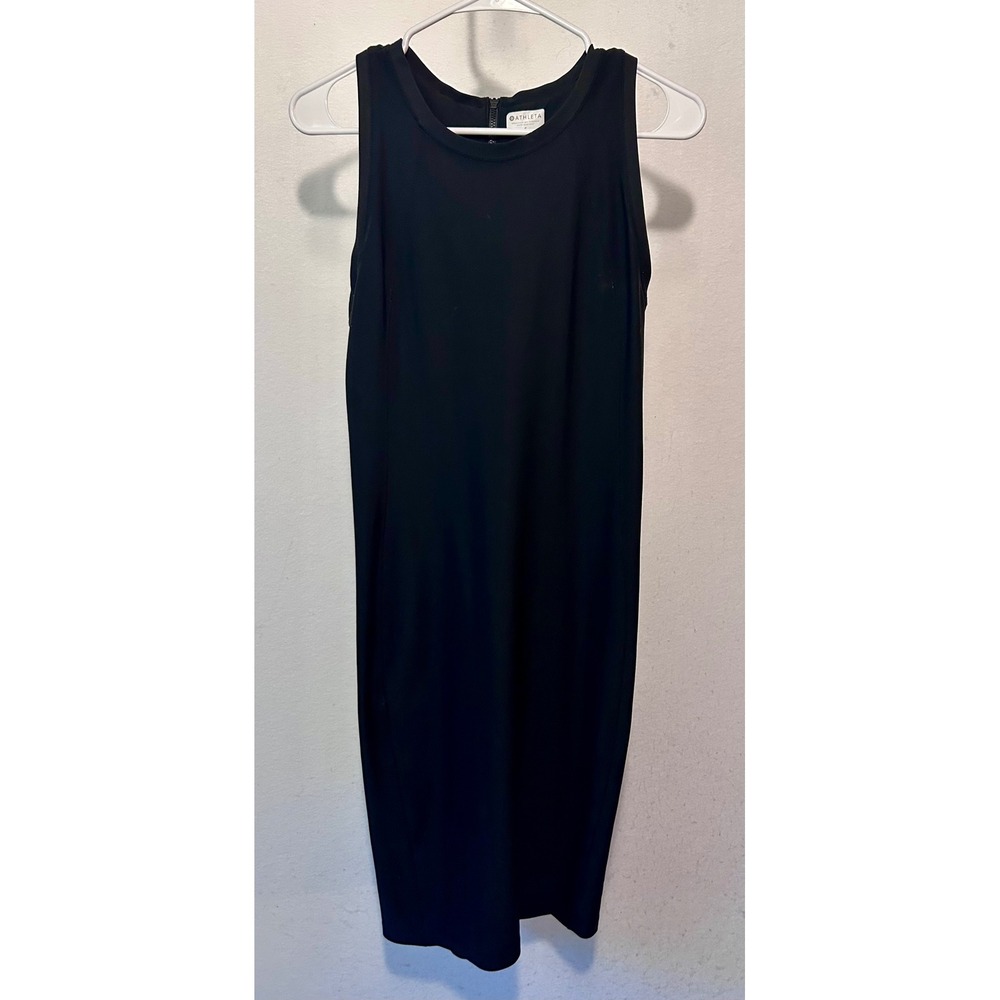 Athleta Black Sleeveless Racerback Midi Dress Exposed Zipper Small 866701-02